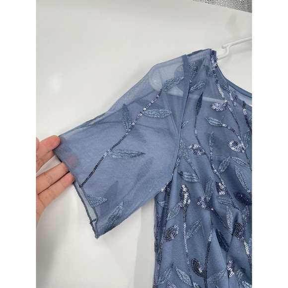 Ever Pretty Formal Long Sequin Sparkly Dress Purple Blue Size L (8) - Picture 3 of 9